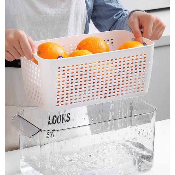 New - Vented Fridge Organizers Produce Saver Baskets - Set of 2 - Picture 4 of 5